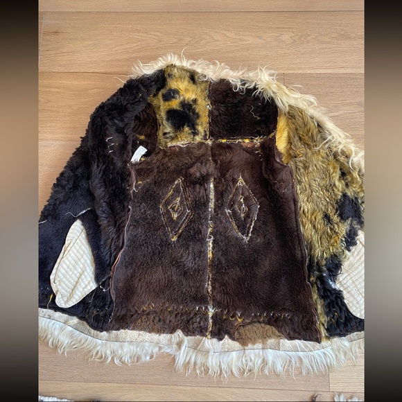 Vintage 1960s 1970s Afghan Penny Lane Shearling Suede Fur Trim Embroidered Coat - Picture 4 of 5